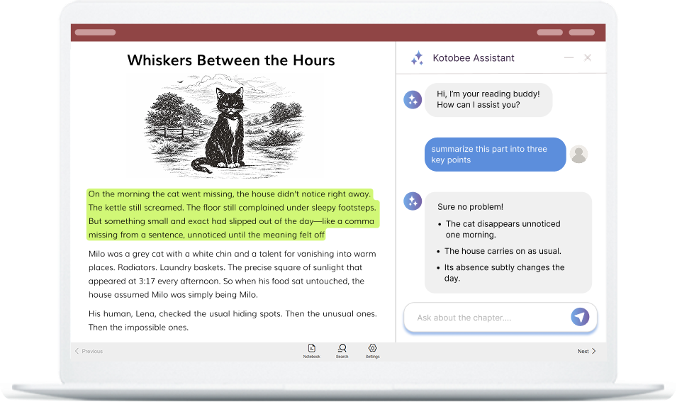 AI assistance inside ebooks